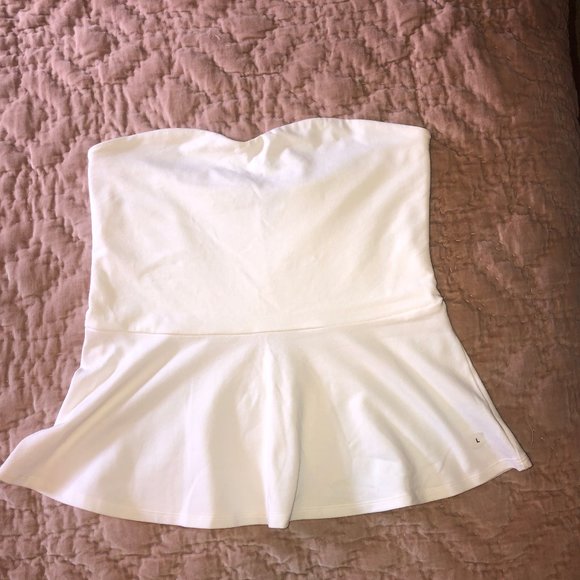 Express Tops - Express Strapless White Peplum Top - Size L